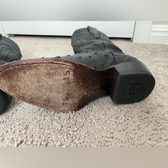 Black Ostrich Tecovas Cowgirl Boots (Size 5) - Picture 4 of 5